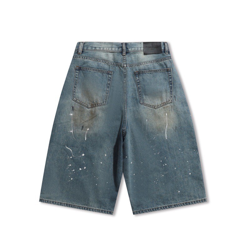 OurPick Splash Paint Baggy Jorts 寬版潑漆牛仔七分褲