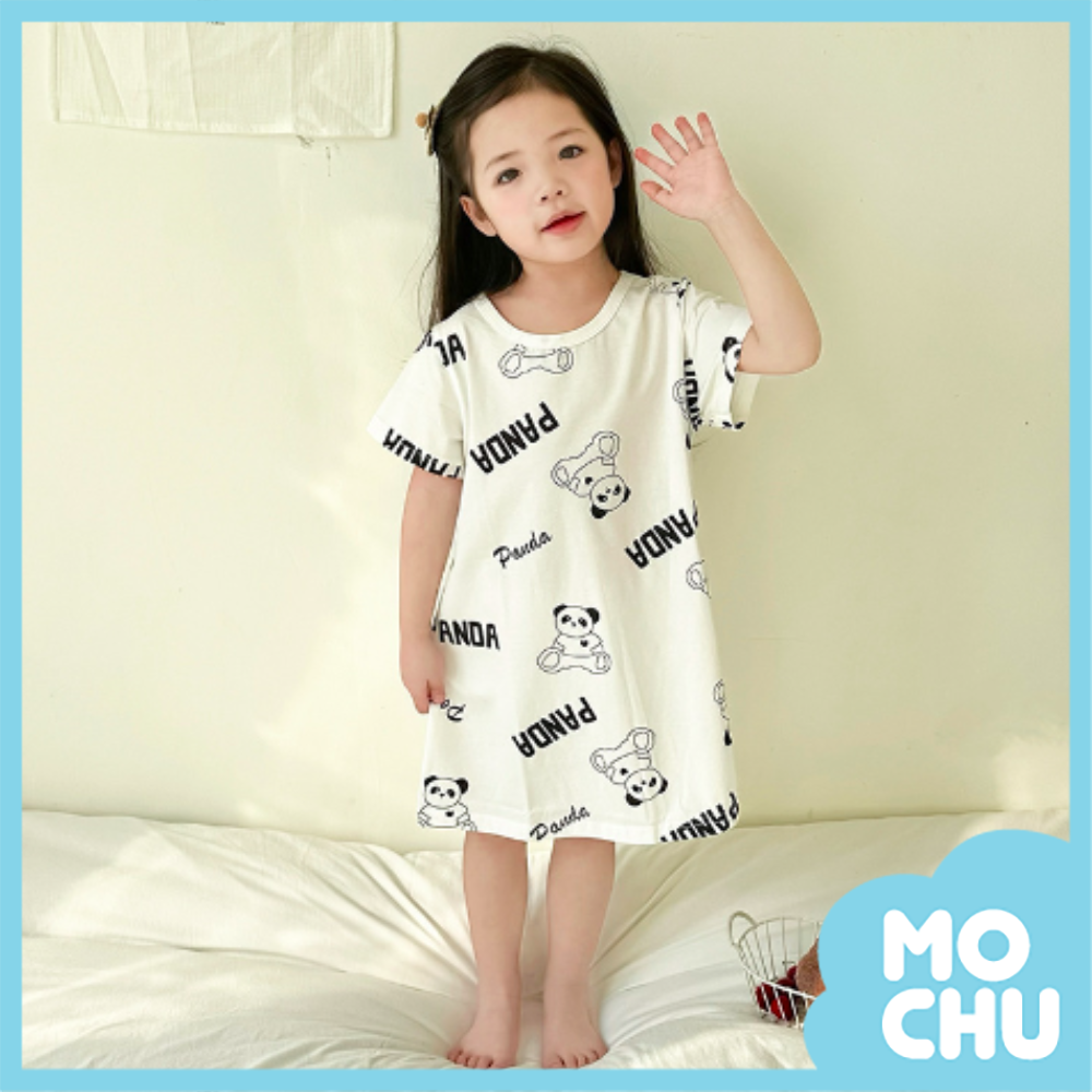 字母熊短袖家居連身裙