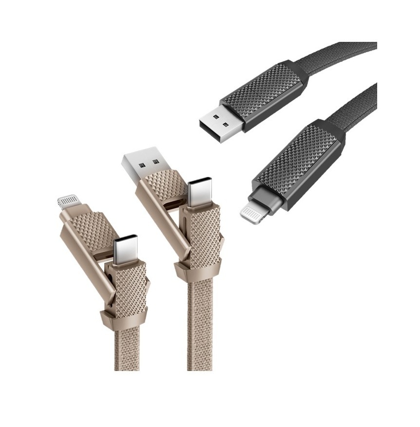 BAZIC GoCharge AluCable 4-in-1 3A PD60W 可互換鋁製尼龍編織快充傳輸線