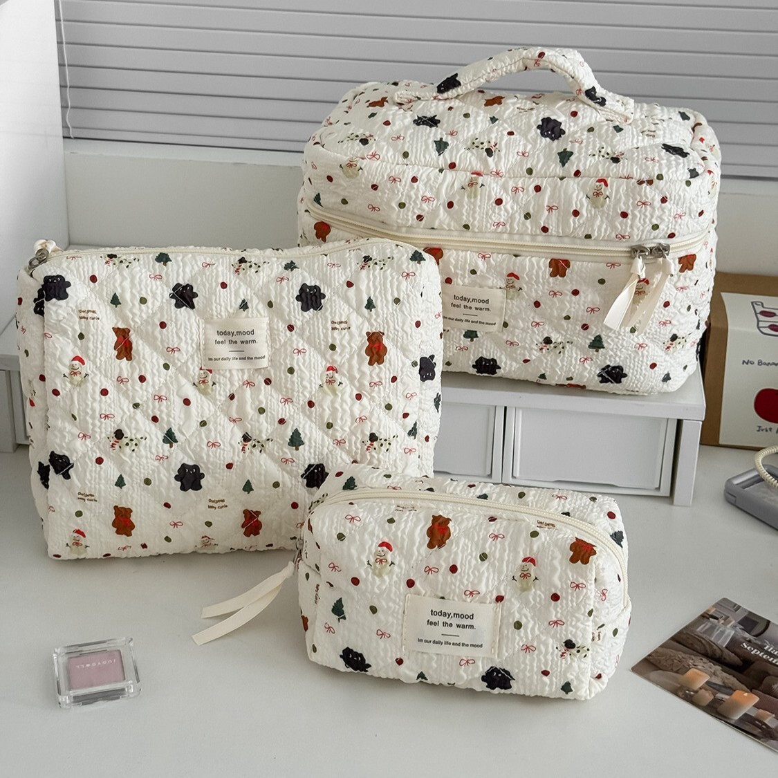 《6010》雪人小熊印花聖誕系化妝包