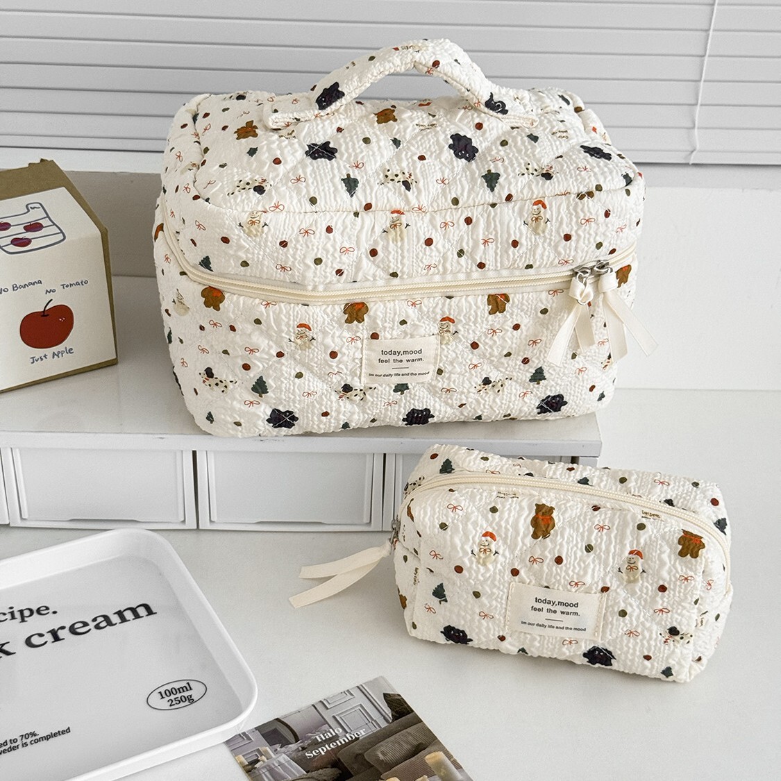 《6010》雪人小熊印花聖誕系化妝包