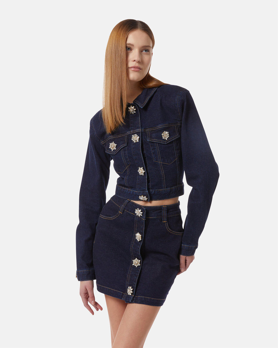 【Silvian Heach】水鑽花丹寧外套