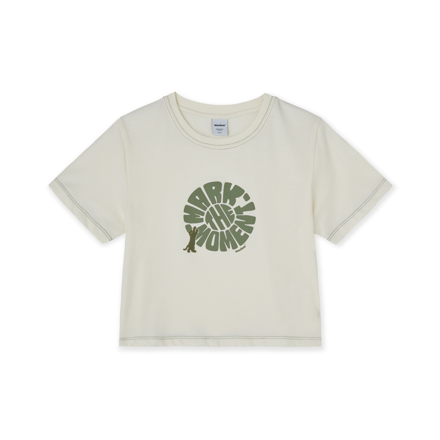 【直播】MARKM LL060304 女裝貓咪圖案短款短袖上衣