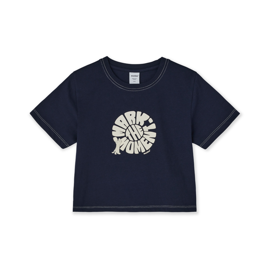 【直播】MARKM LL060304 女裝貓咪圖案短款短袖上衣