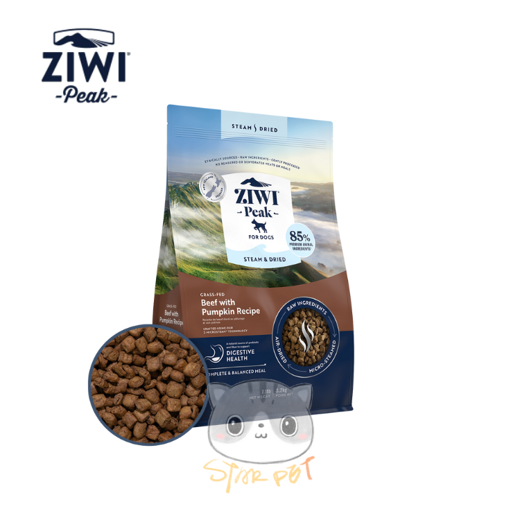 ZiwiPeak Steam & Dried For Dogs - Grass-fed Beef with Pumpkin Recipe 3.2kg