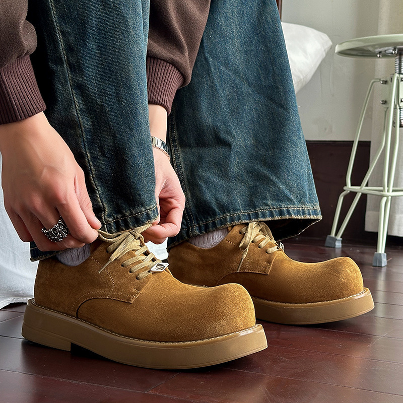 工裝厚底增高5cm低筒大頭德比鞋