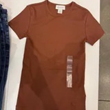 [S] CALVIN KLEIN ORANGE COTTON CONTOUR RIB T-SHIRT, SP47609816-47A221G201 (SCK764)