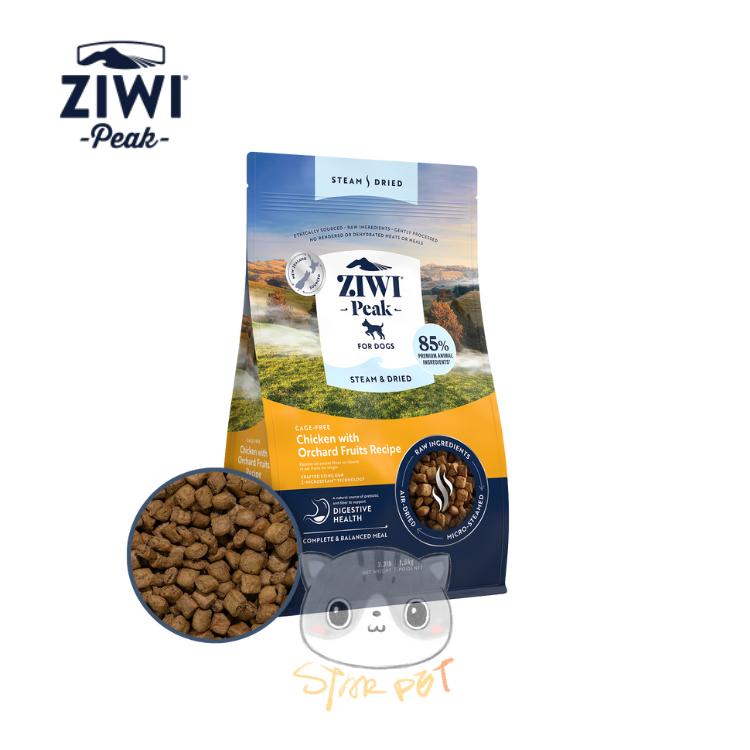 ZiwiPeak Steam & Dried For Dogs - Cage-free Chicken with Orchard Fruits 1.5kg