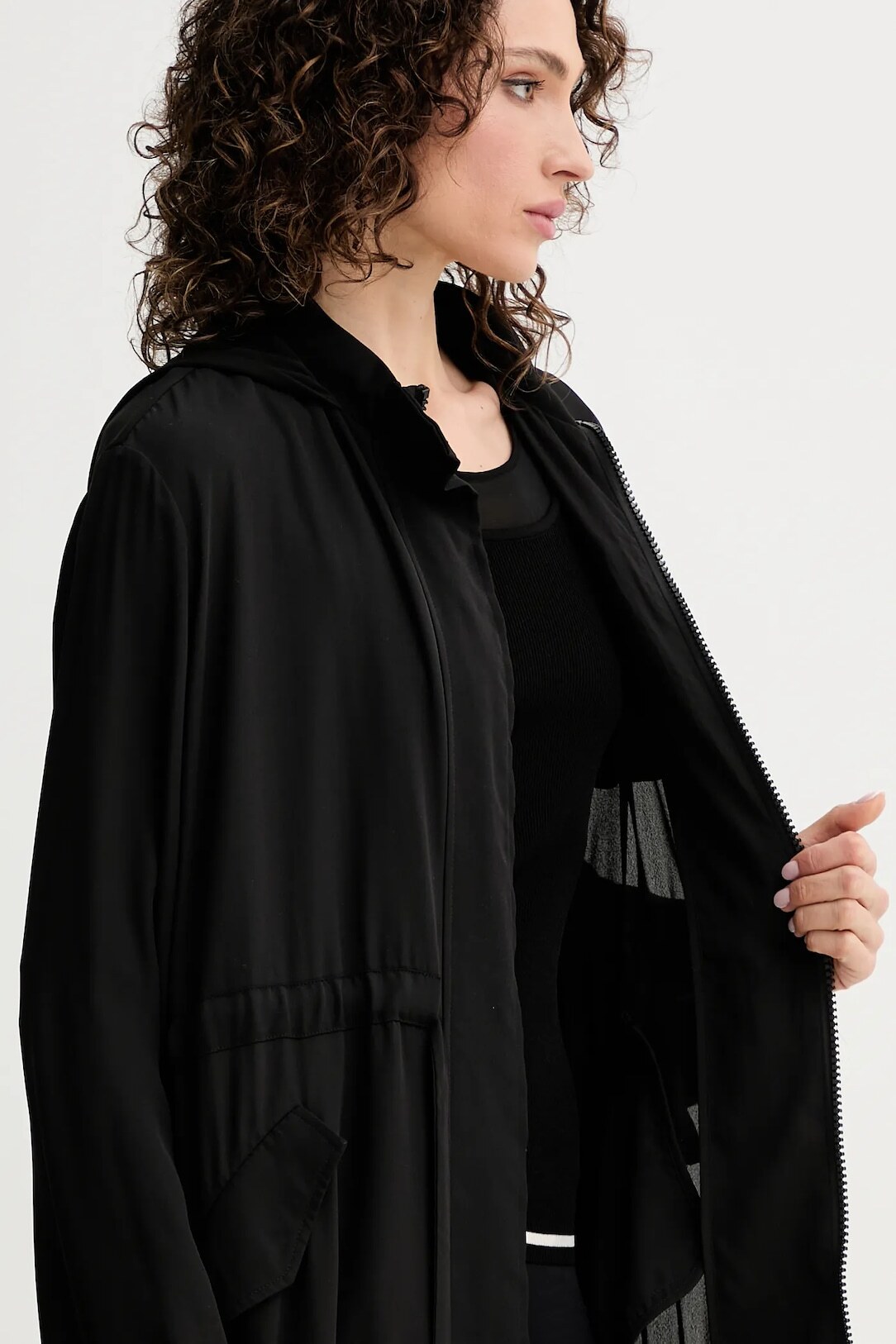 【Silvian Heach】個性連帽長版風衣外套