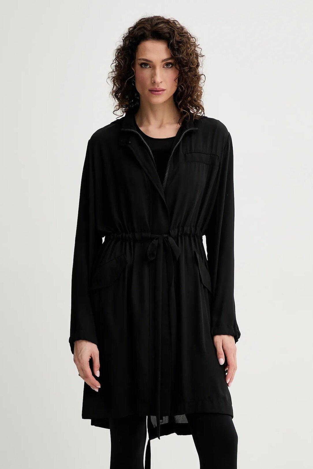 【Silvian Heach】個性連帽長版風衣外套