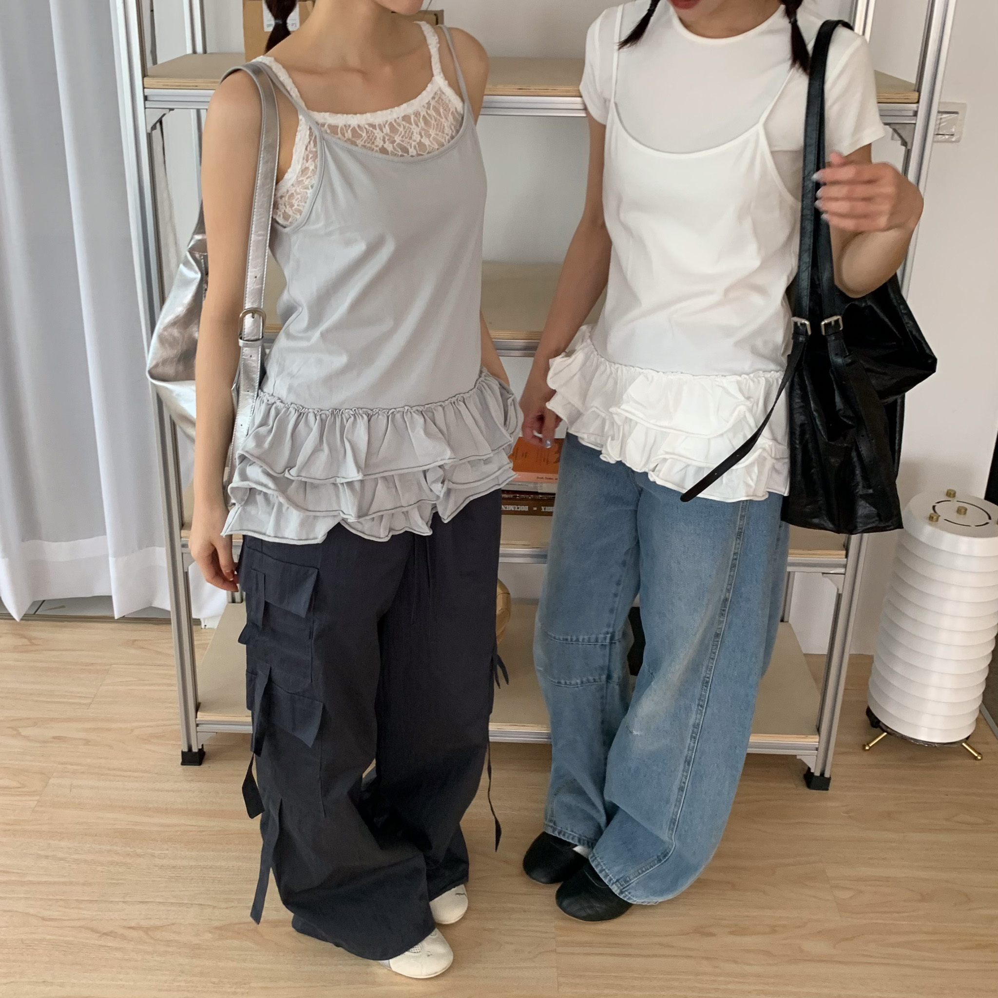 ISA_get芭蕾風! 甜妹小蛋糕擺細肩上衣洋_54091