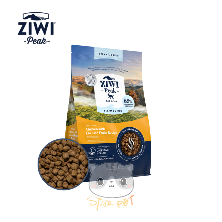 ZiwiPeak Steam & Dried For Dogs - Cage-free Chicken with Orchard Fruits 3.2kg