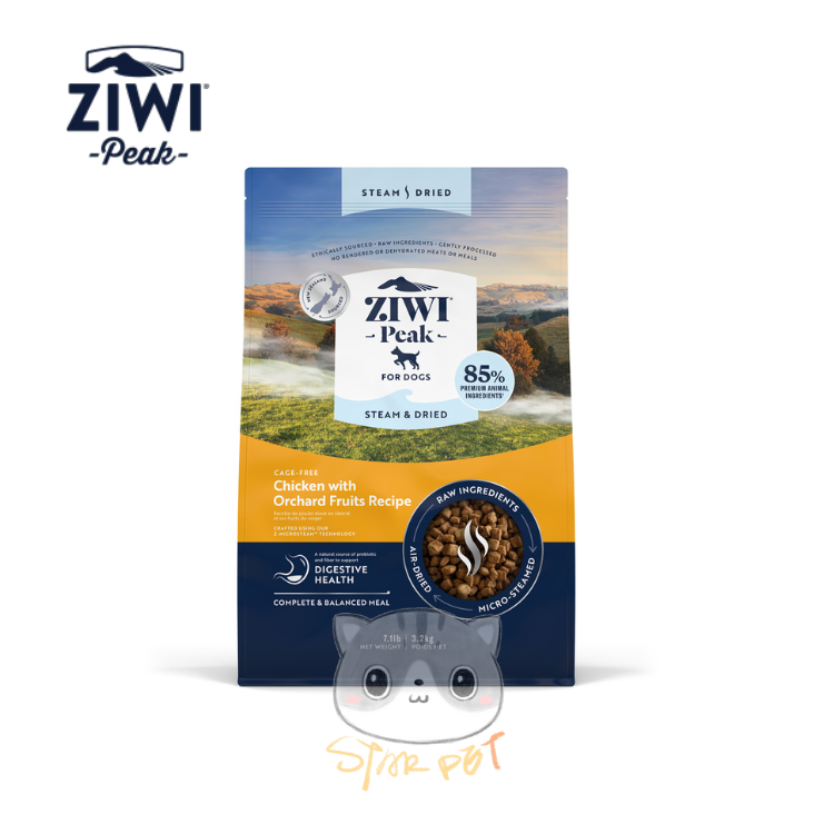 ZiwiPeak Steam & Dried For Dogs - Cage-free Chicken with Orchard Fruits 3.2kg