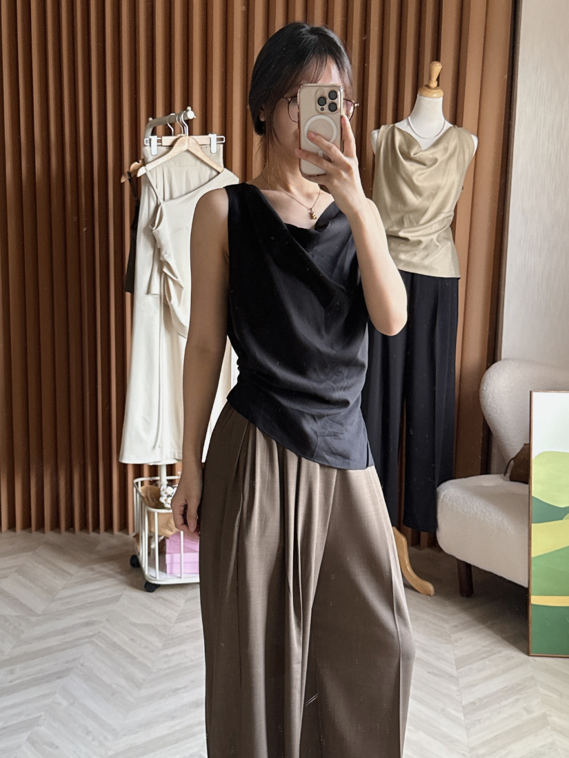 [現貨] Faithe 垂領綁帶背心上衣 [ 2色 / Free ]