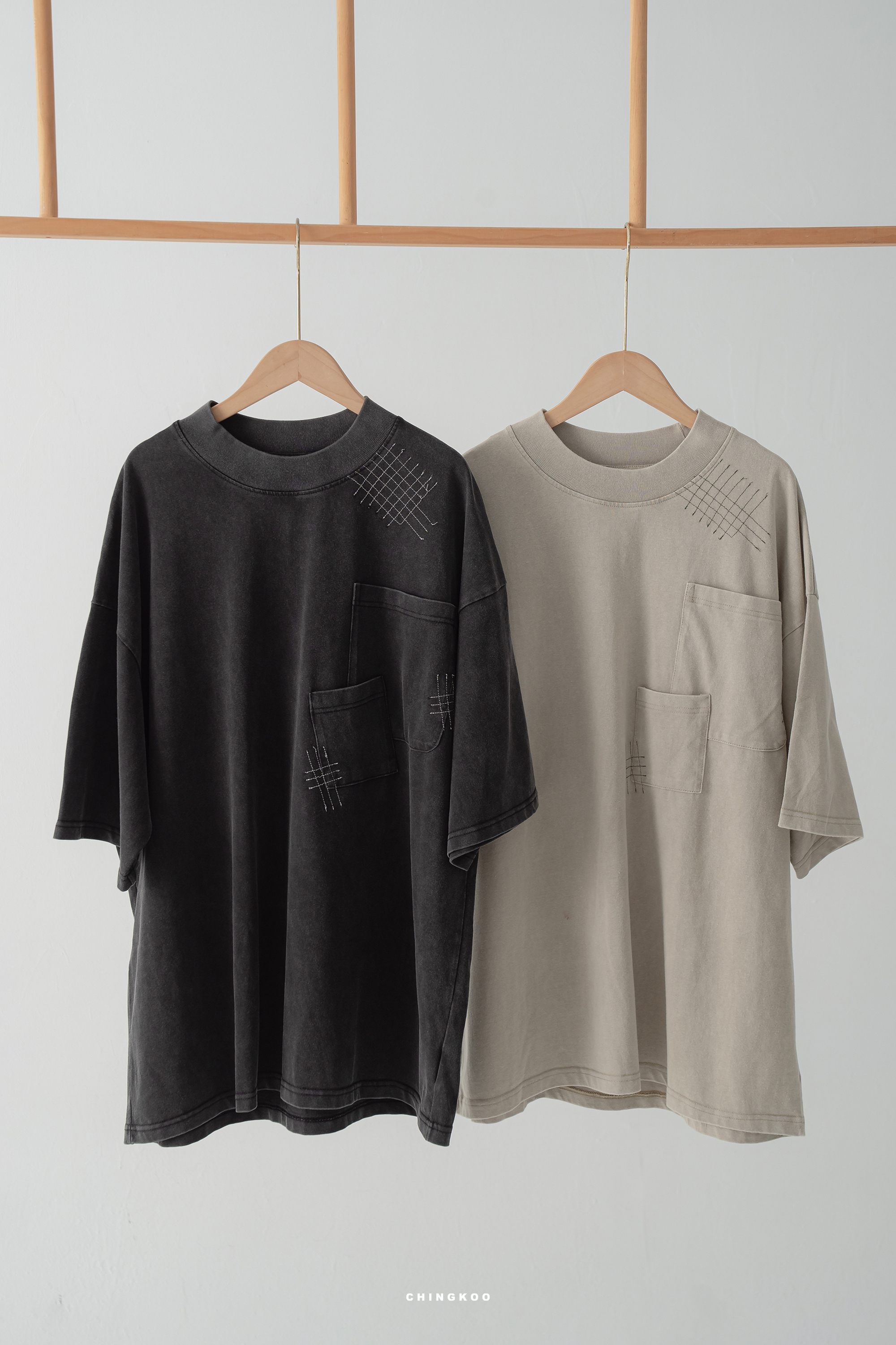 細節的交織圓領短袖t 2色