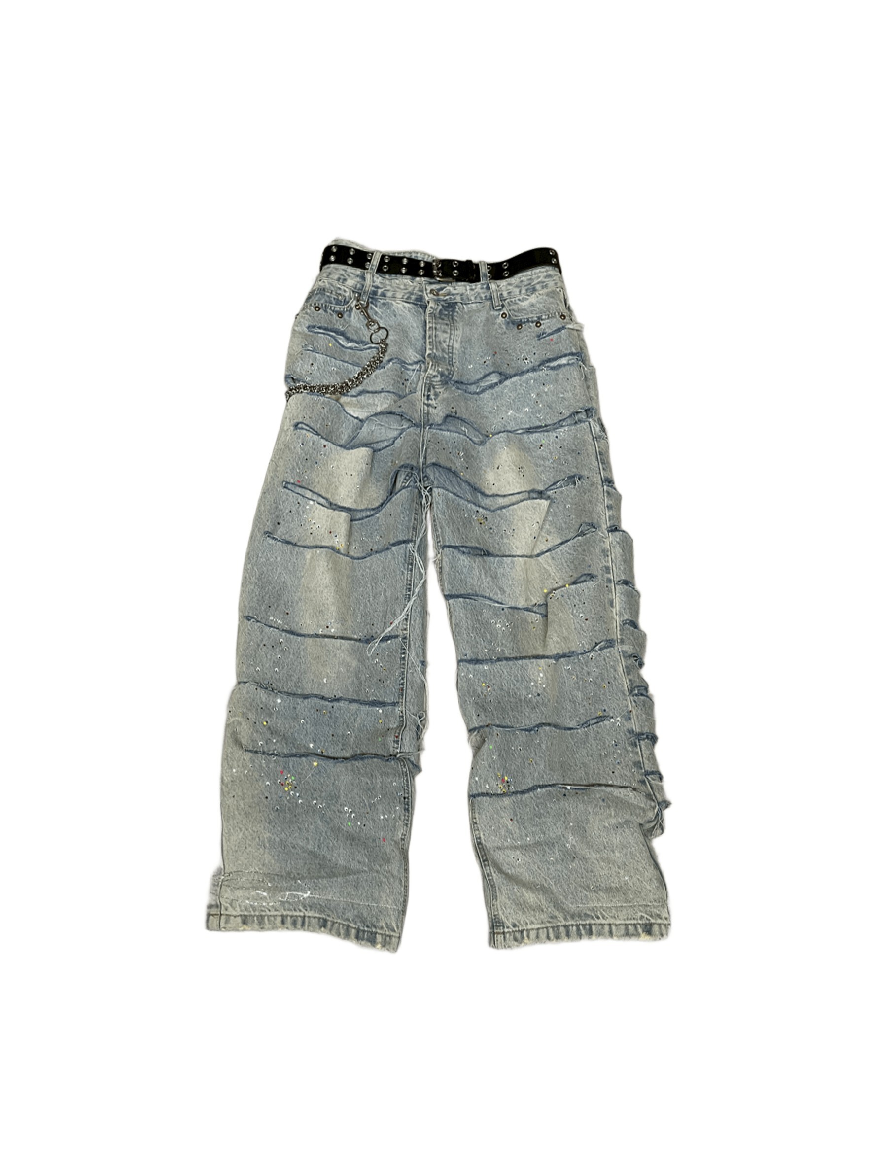 PANACEA x PICE OF SHIT 破壞水鑽闊腿牛仔褲