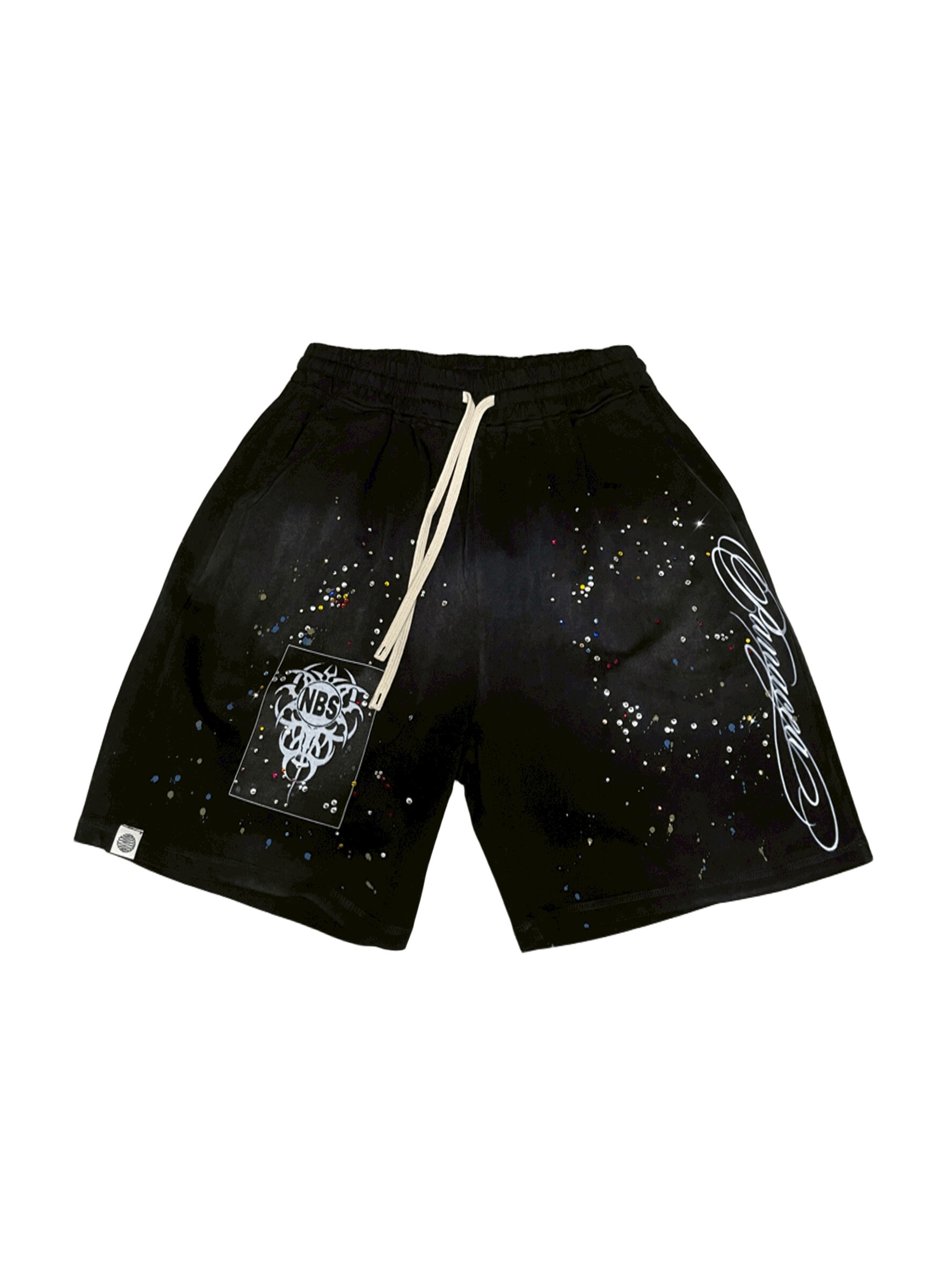 PANACEA x PICE OF SHIT 水鑽潑墨棉短褲