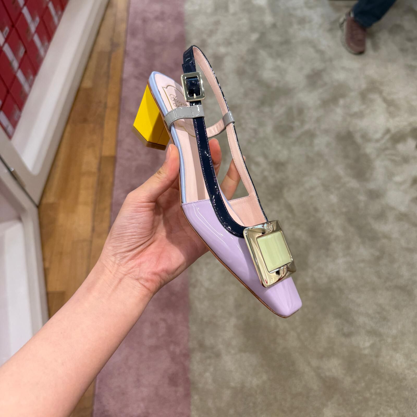Roger Vivier RV Belle Vivier Slingback Heels in Purple green