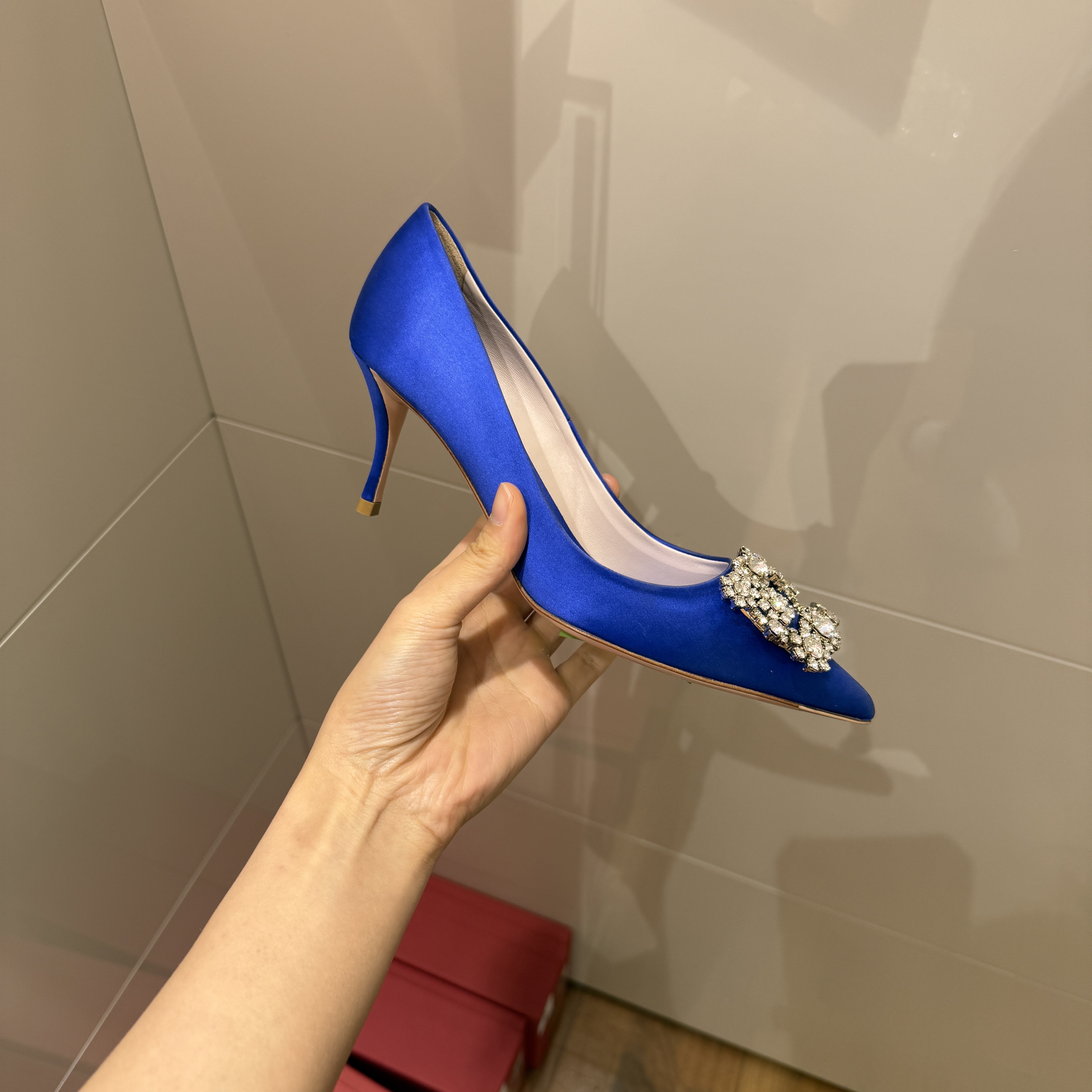 Roger Vivier RV Dec Flower Strass Buckle Heels Blue