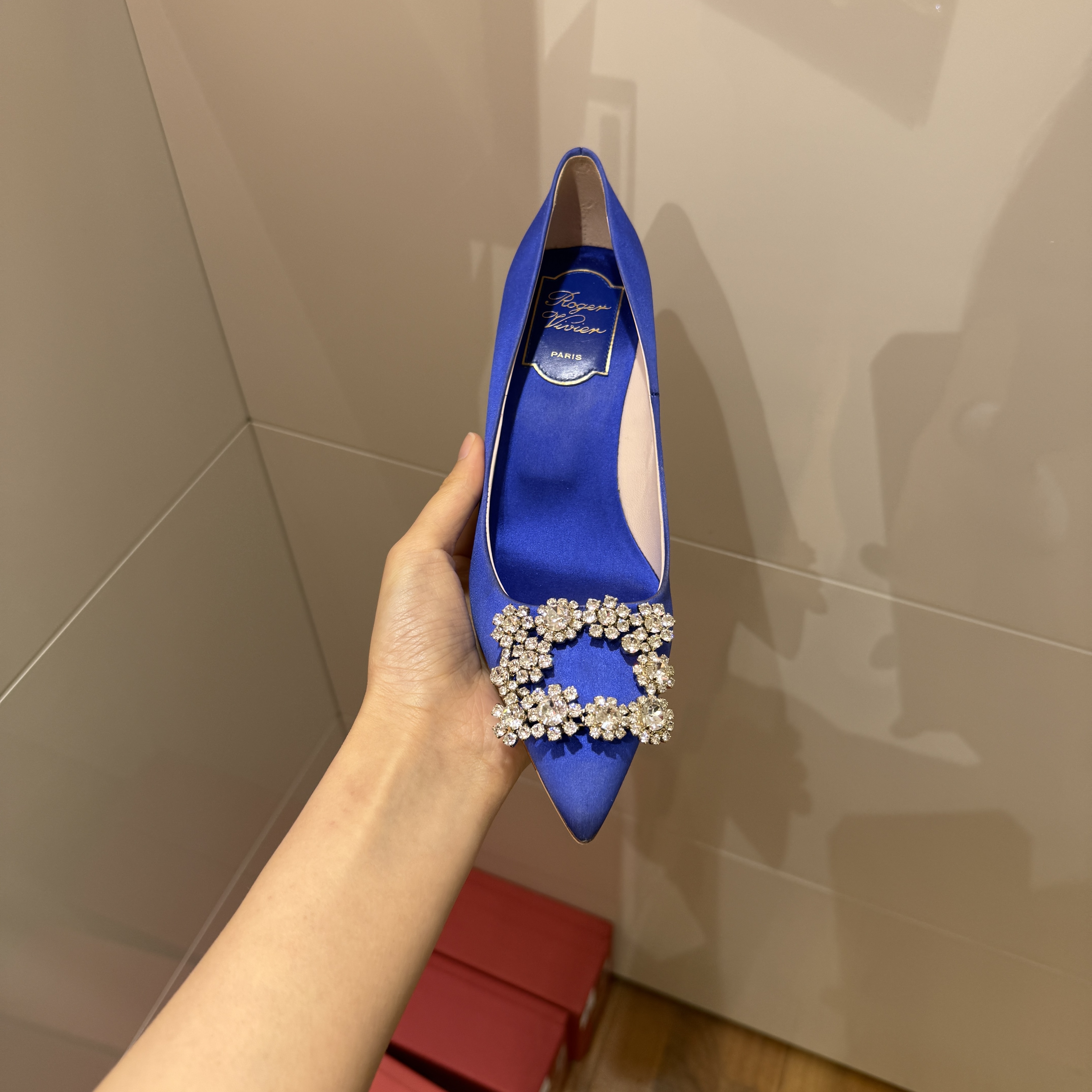 Roger Vivier RV Dec Flower Strass Buckle Heels Blue