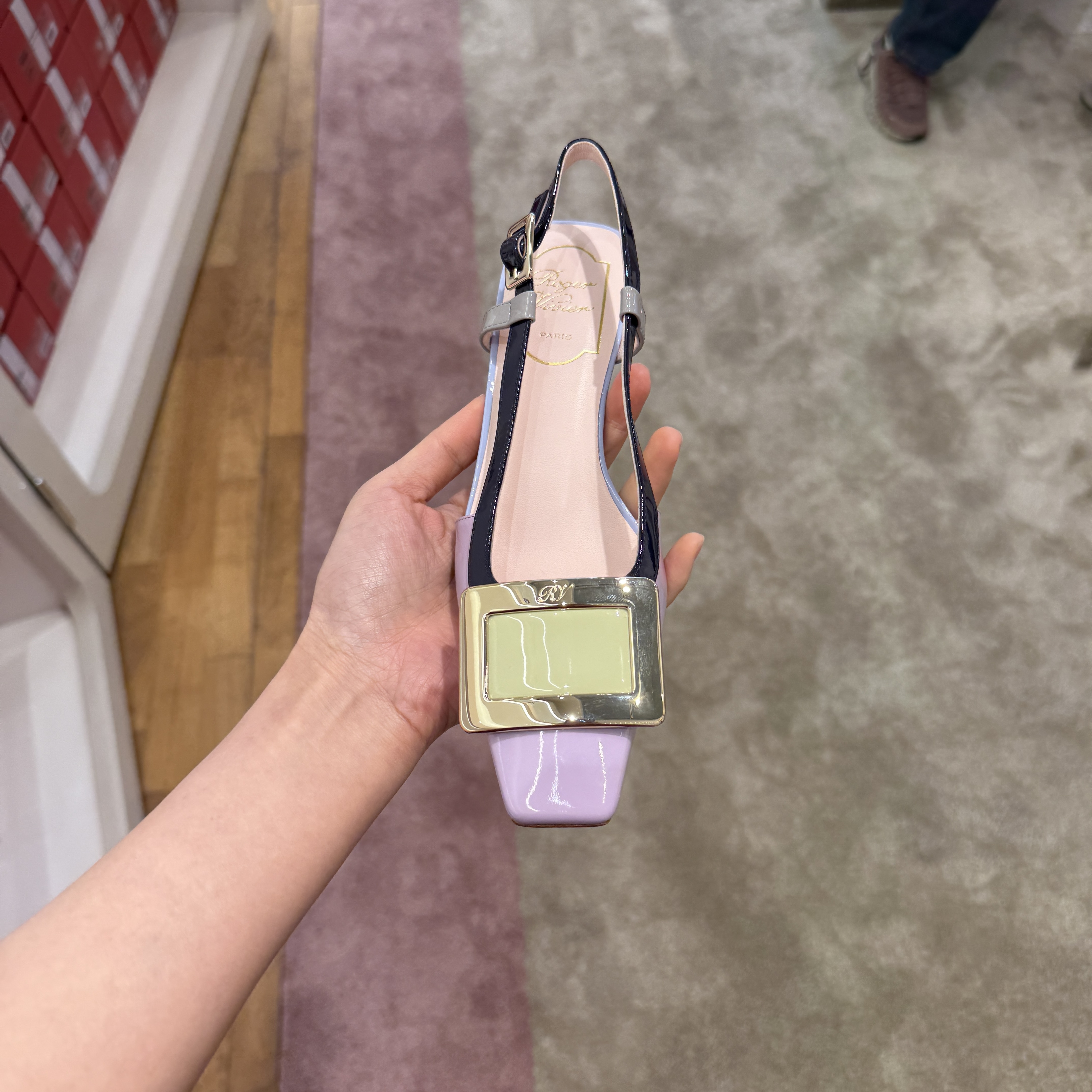 Roger Vivier RV Belle Vivier Slingback Heels in Purple green