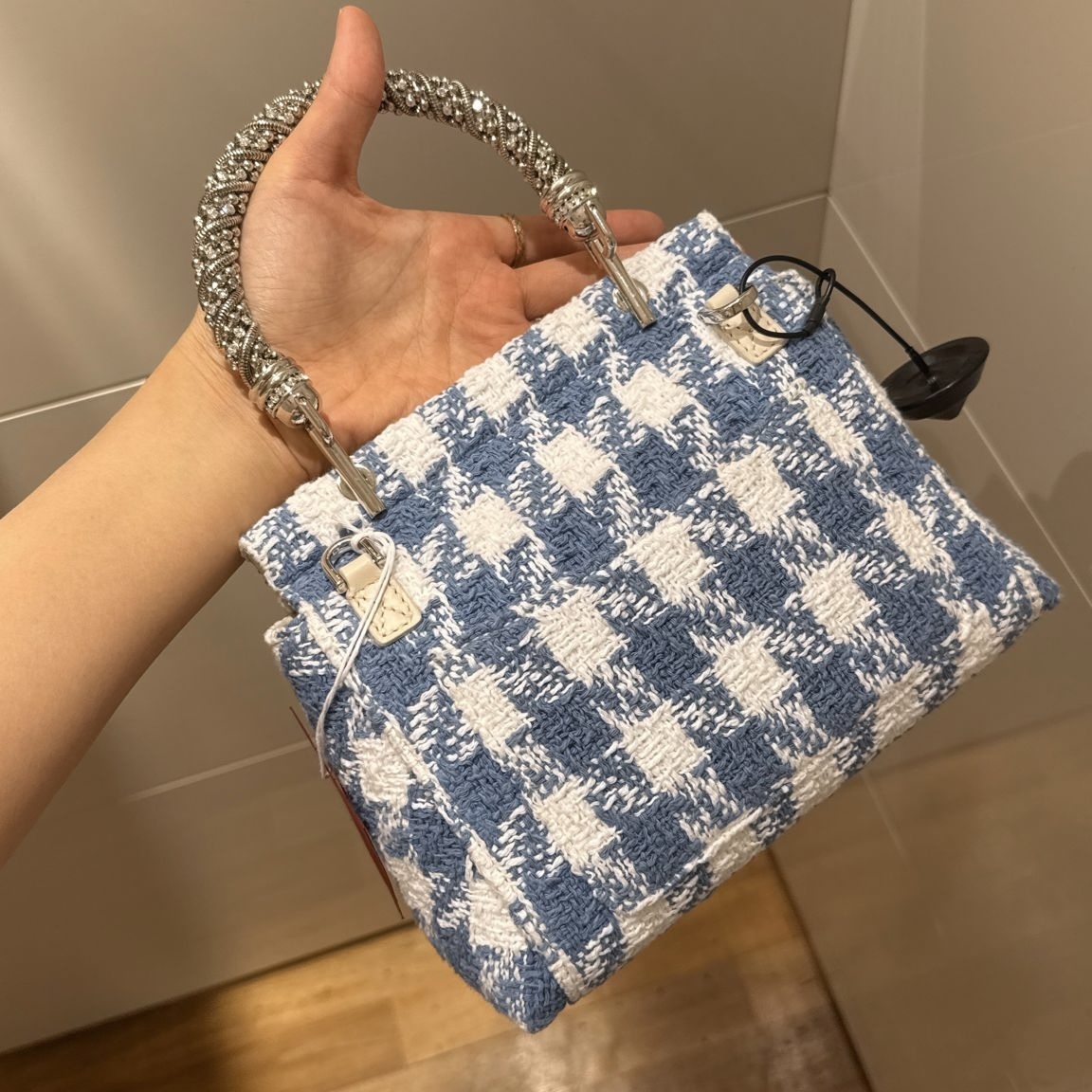 Roger Vivier RV Bags Strass Top Handle bag Blue/White