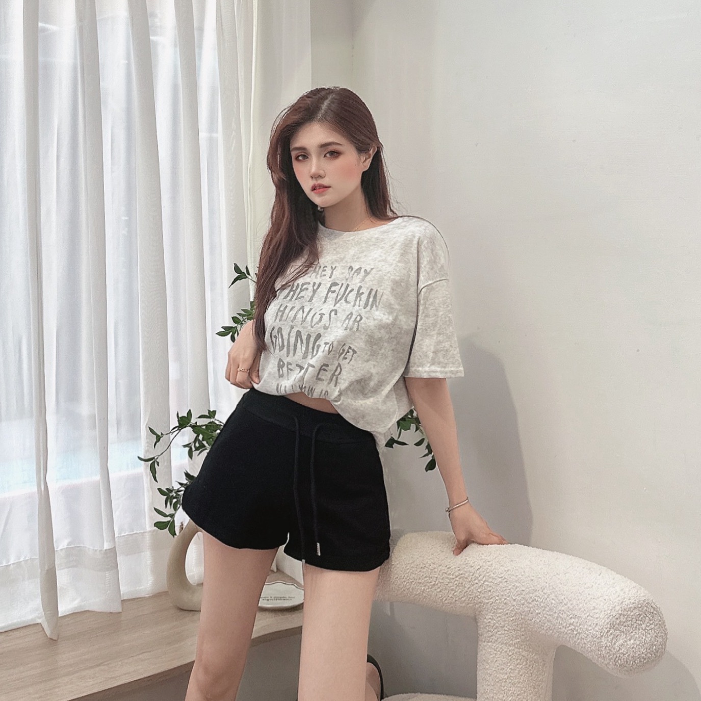 水染字母寬鬆圓領TEE/二色