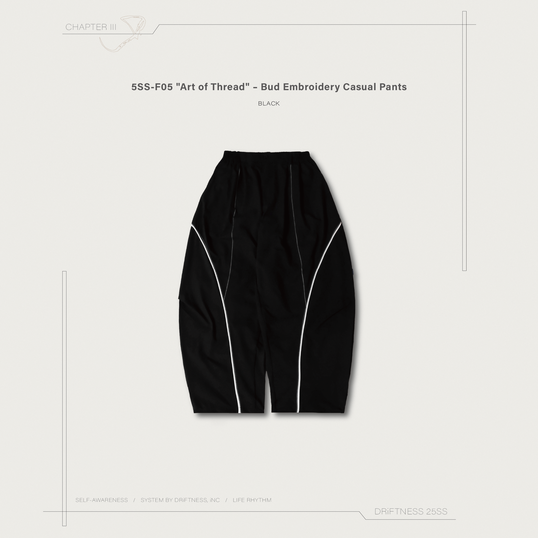 DRiFTNESS｜5SS-F05 "Art of Threads" – 出芽刺繡套裝長褲