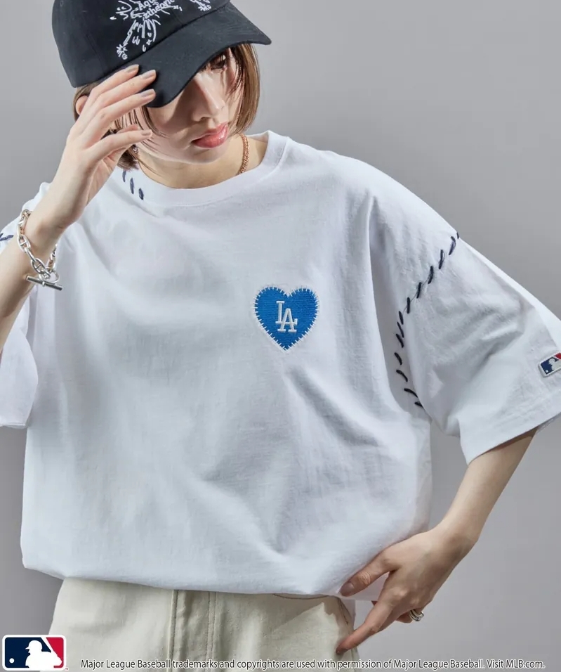 <限時特價>MLB x PUBLUX 美國職業 棒球大聯盟 定製 MLB 愛心標誌 刺繡 手縫 短袖