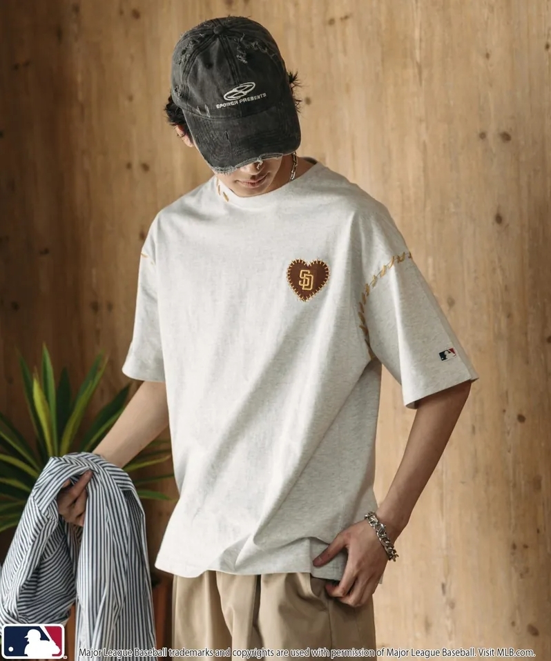 <限時特價>MLB x PUBLUX 美國職業 棒球大聯盟 定製 MLB 愛心標誌 刺繡 手縫 短袖