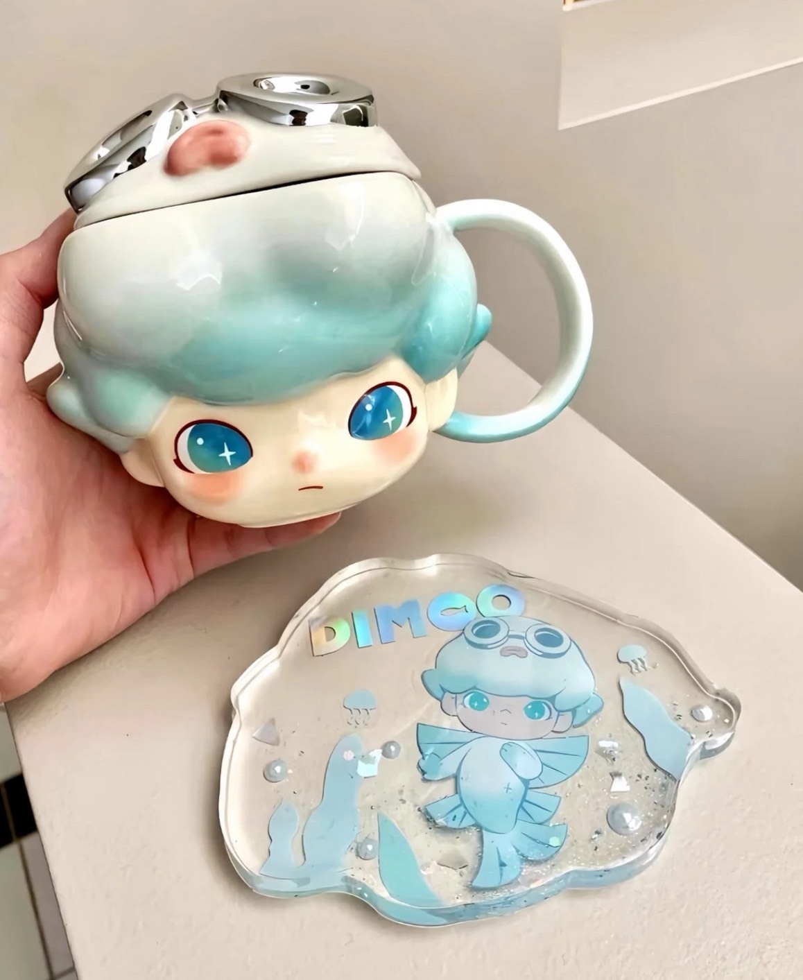 POP MART DIMOO 飛魚杯 330ml｜藍色馬克杯 潮玩陶瓷水杯