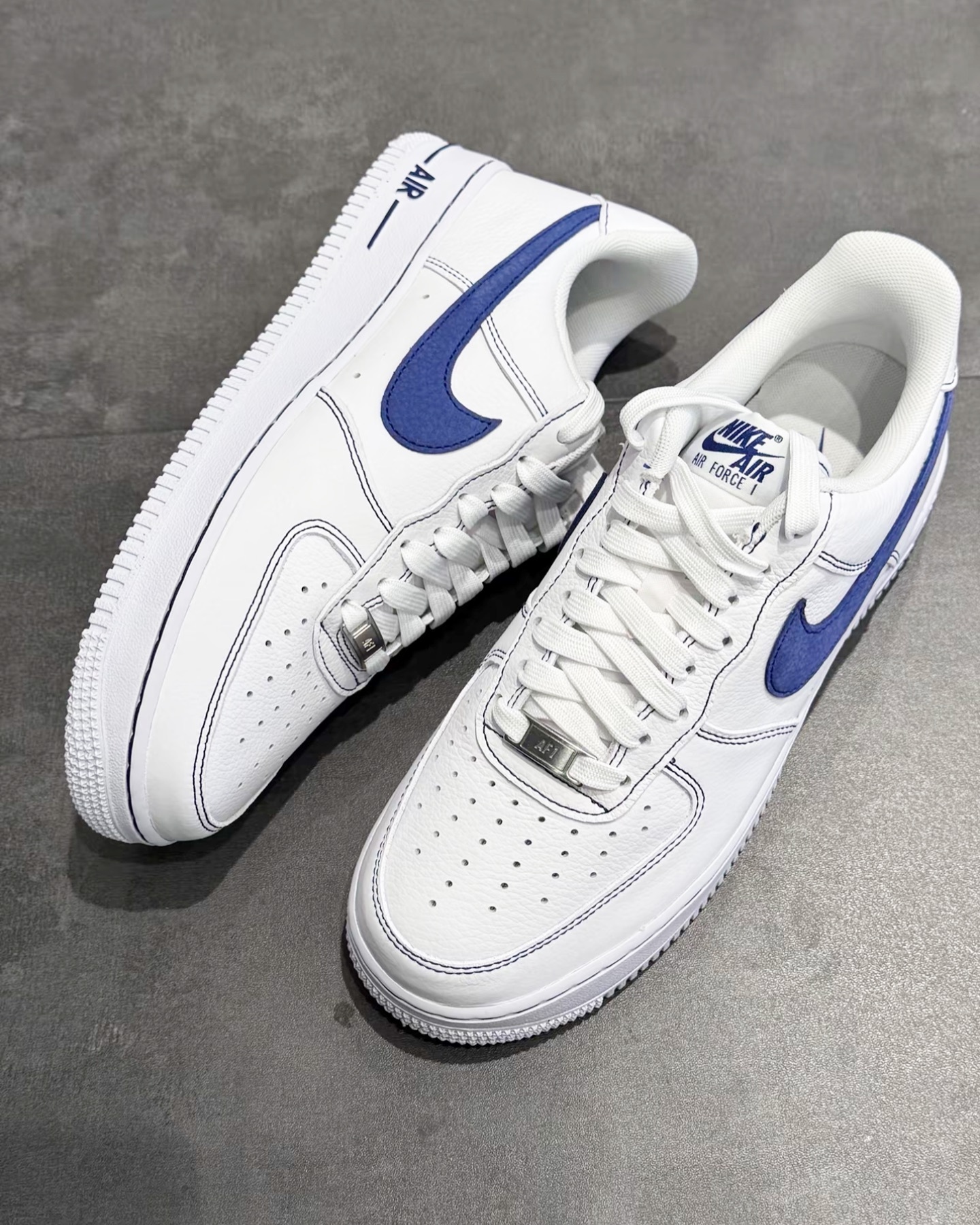 Nike Air Force 1 ‘07 Lv8 White Blue白藍縫線荔枝皮 hq2037-100