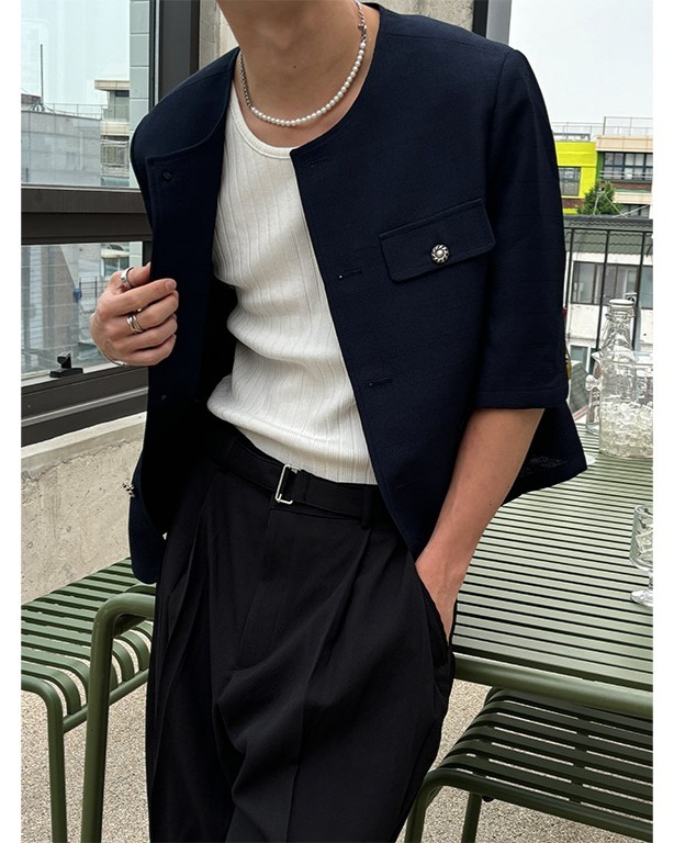 Roddy粗花呢短袖夾克