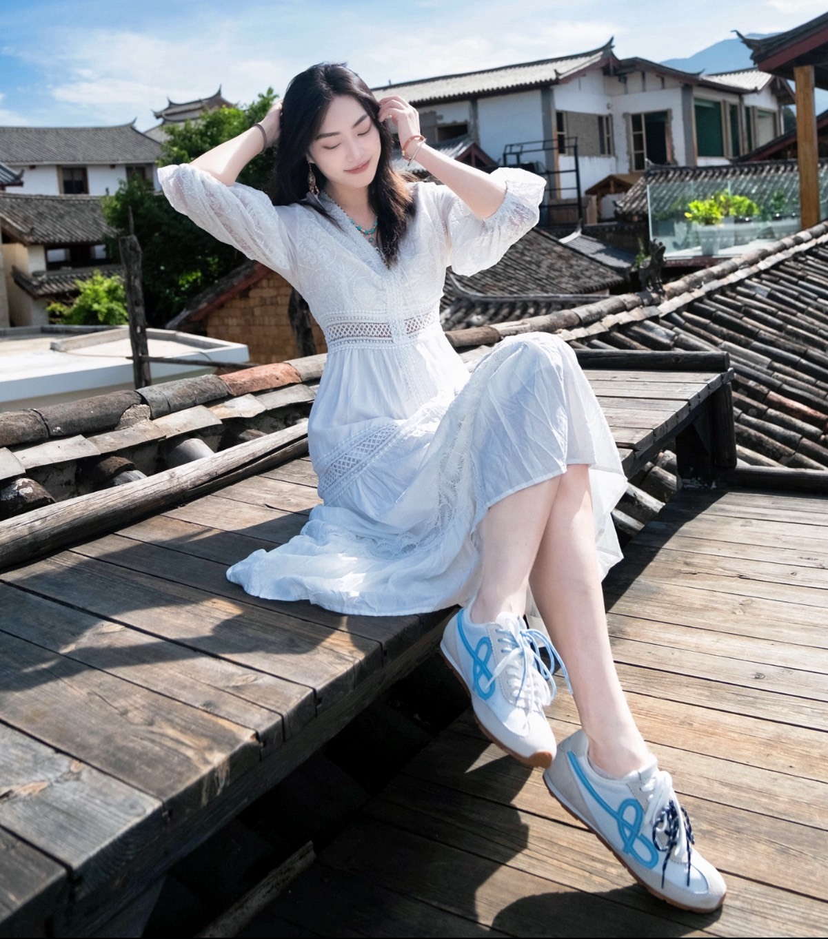 WE FLOWER 小花鞋 霧霾藍｜輕盈透氣百搭休閒鞋 男女同款