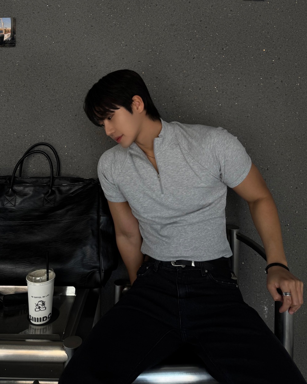 插肩袖羅紋半拉鍊短袖T恤