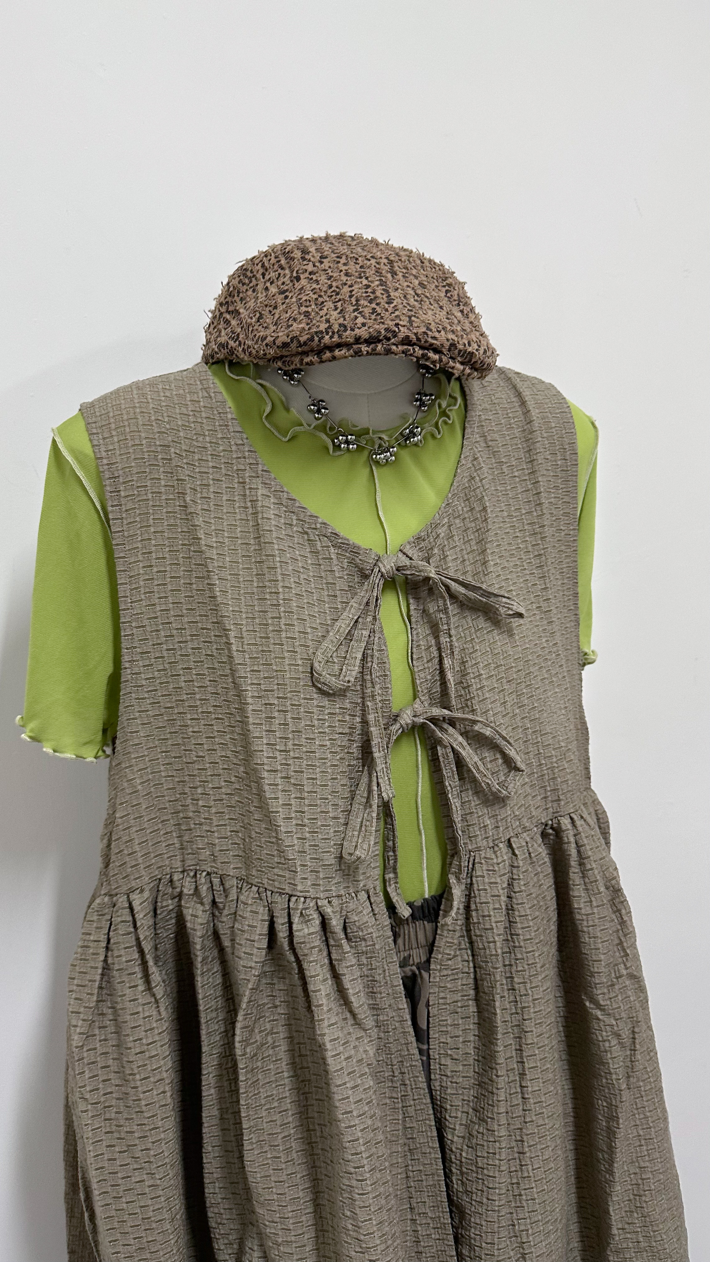 撞色透紗TOP(藍/綠)