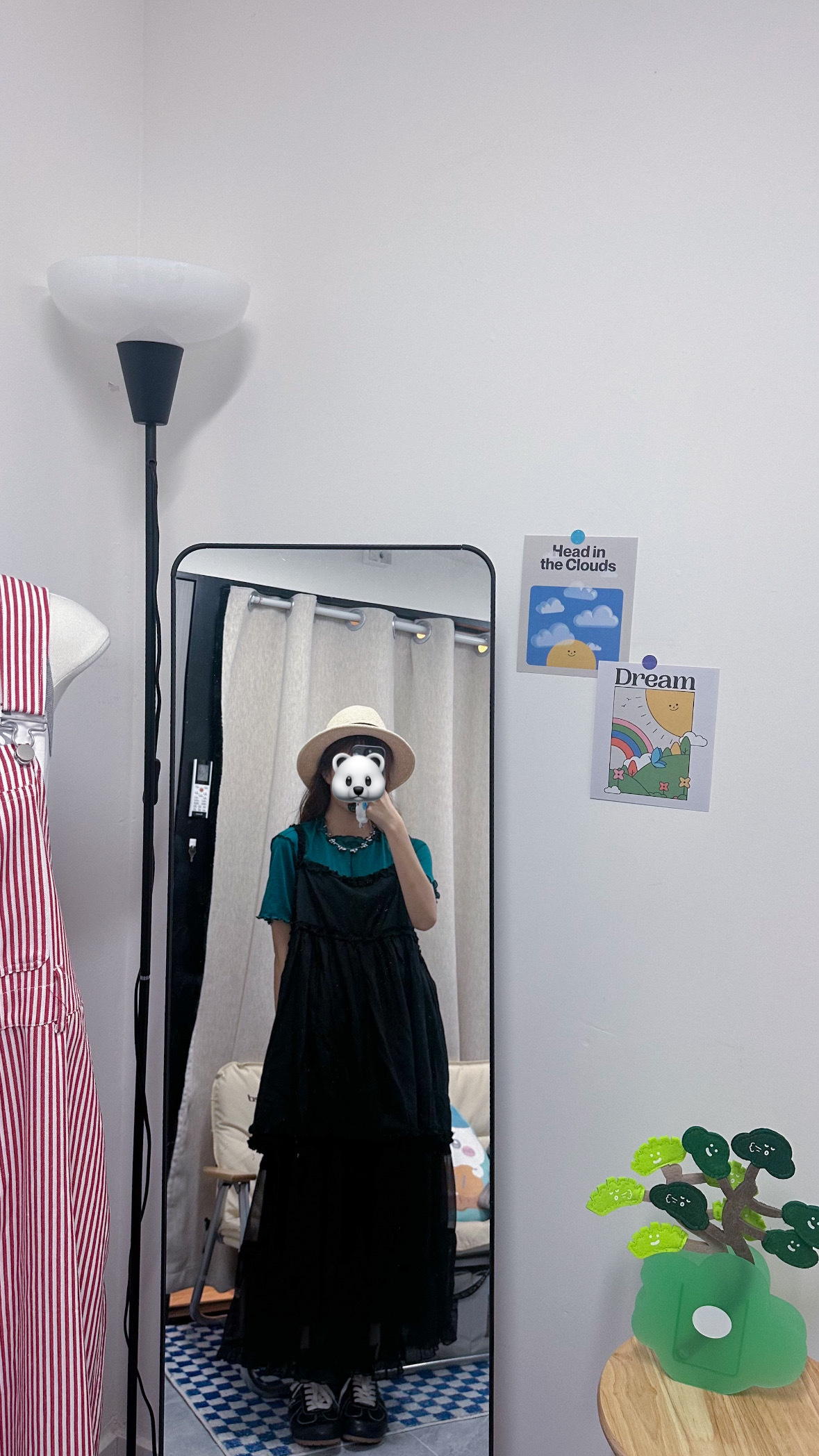 撞色透紗TOP(藍/綠)