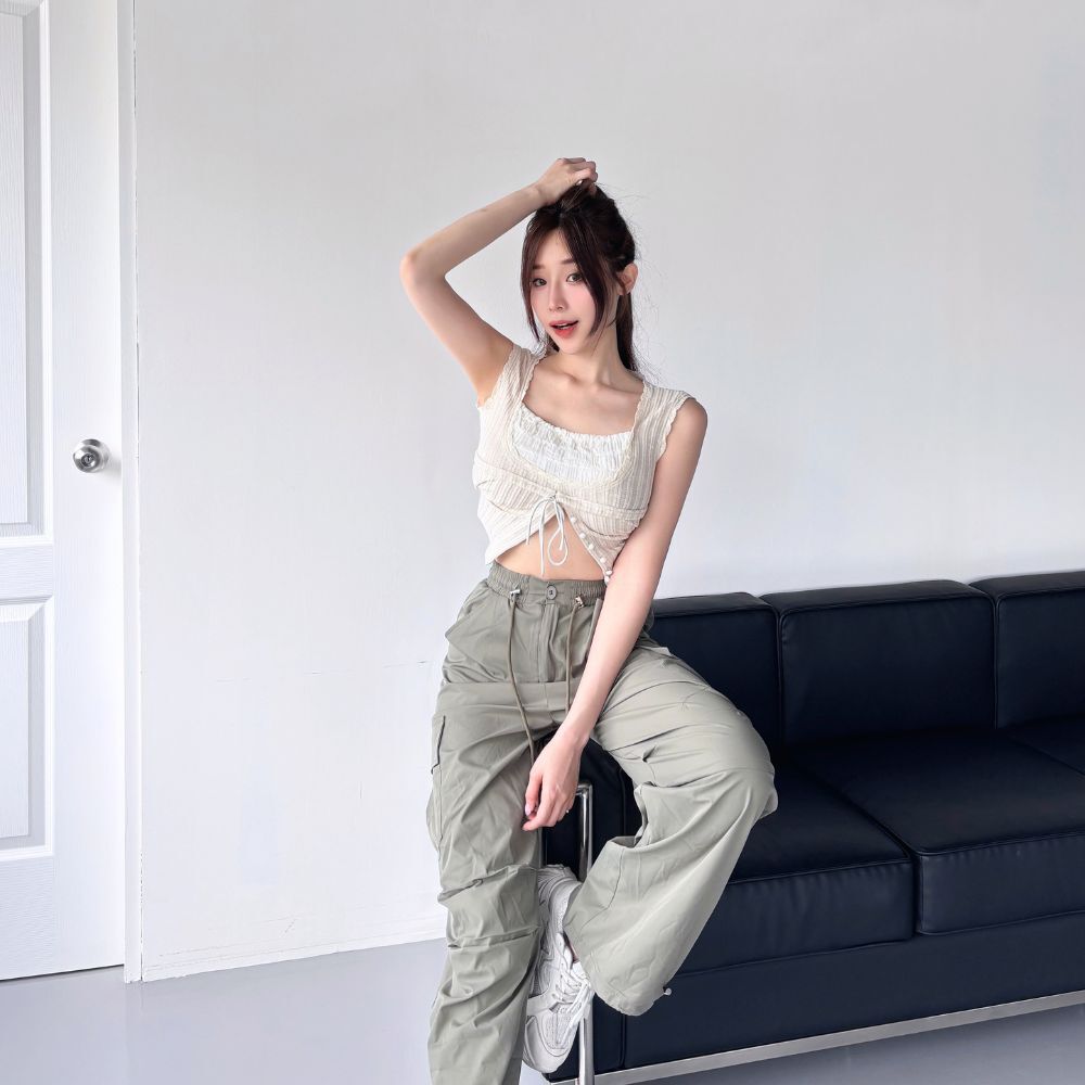 【率性版型工裝褲】DOMISS抽繩工裝長褲-4色(現貨)