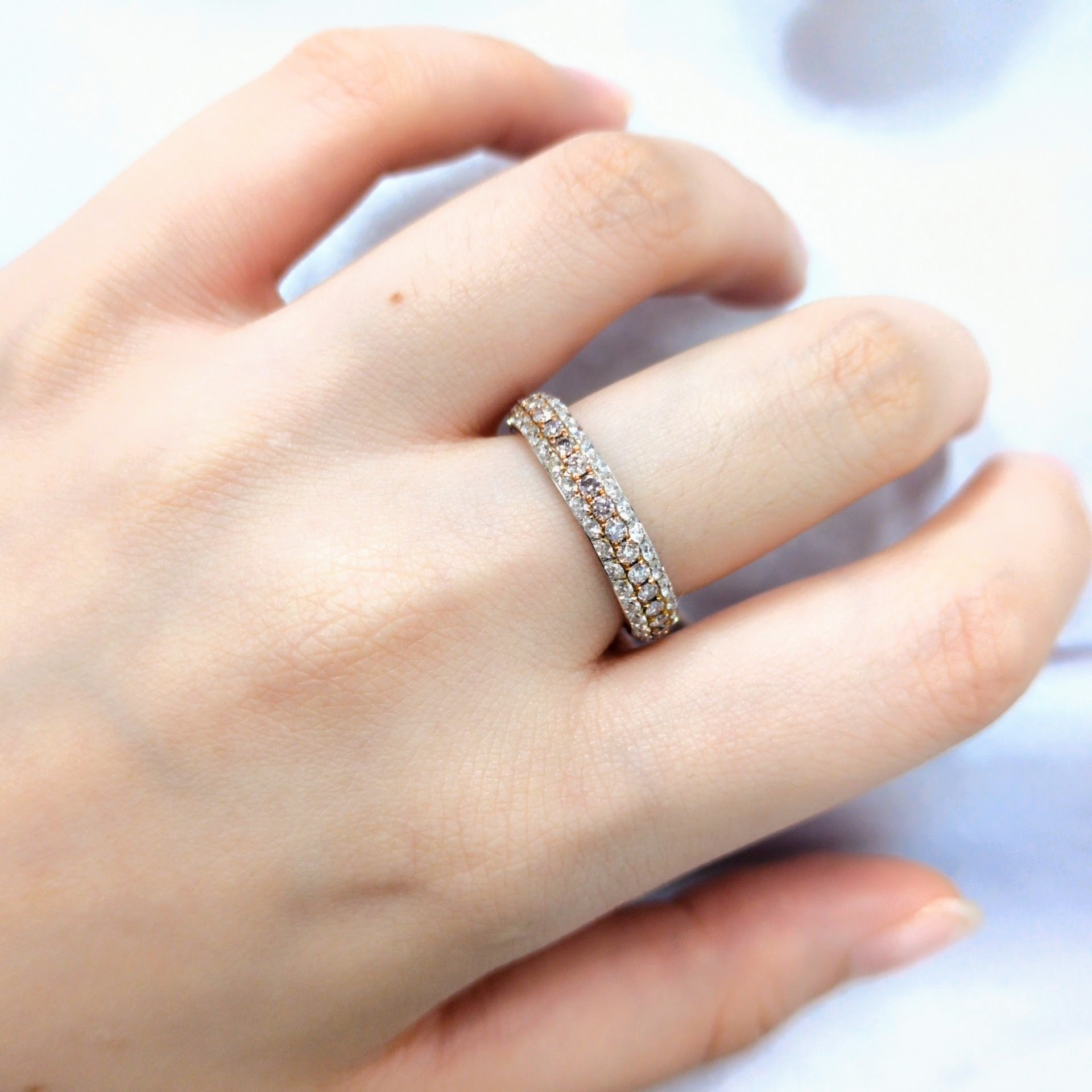 18K Gold 1.36ct Light Pink Diamond and Diamond Ring