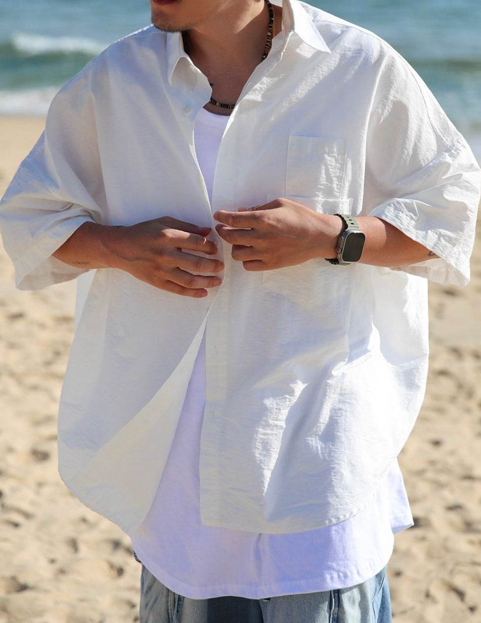 淨色袋口短袖恤衫 FARMERS-021S