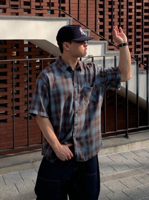 格仔短袖恤衫 GATHER-037S