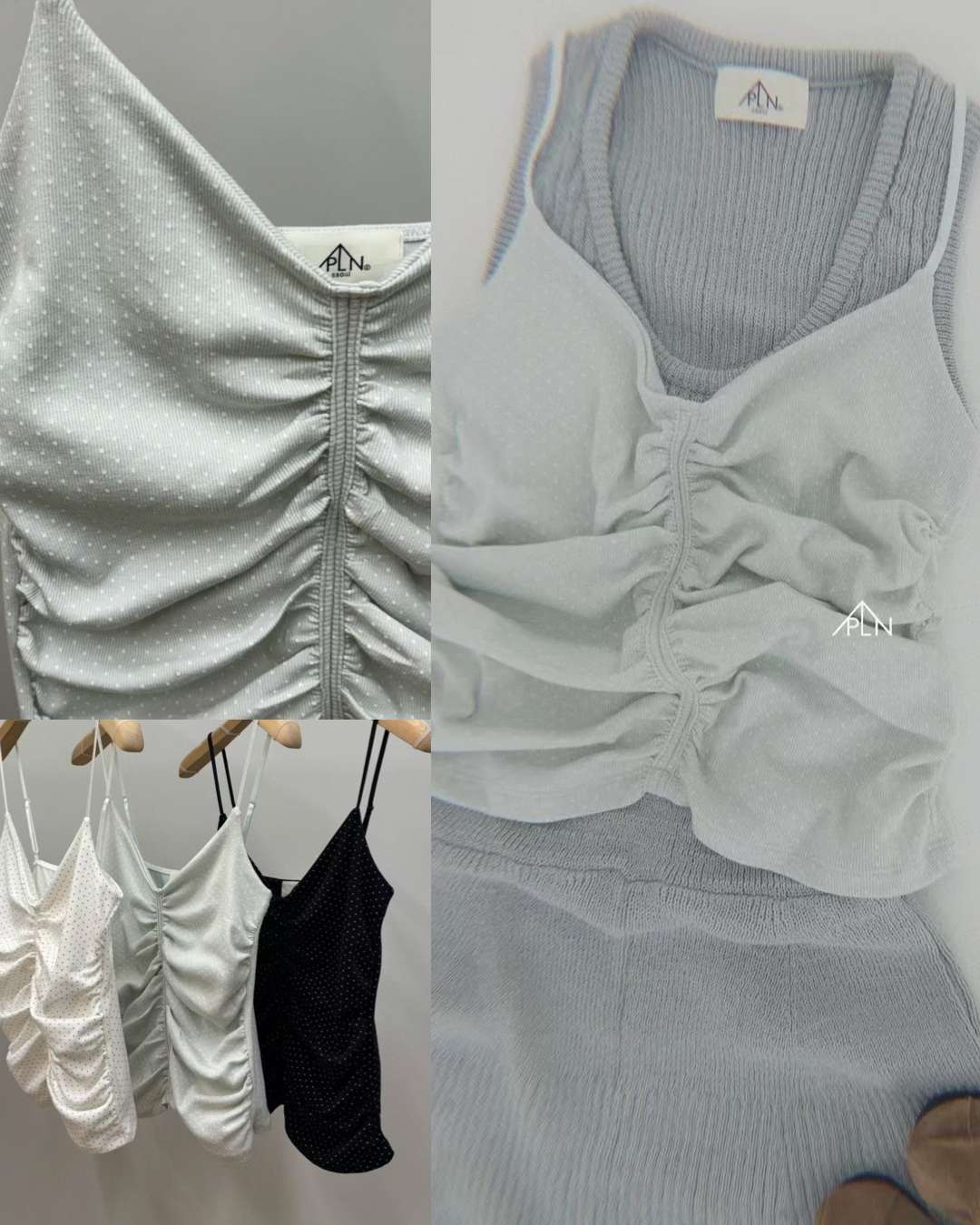 預 購 產 品 丨韓國女裝 -夏季波點皺褶修身背心 Made In Korea（ 預計兩星期後發貨 ）