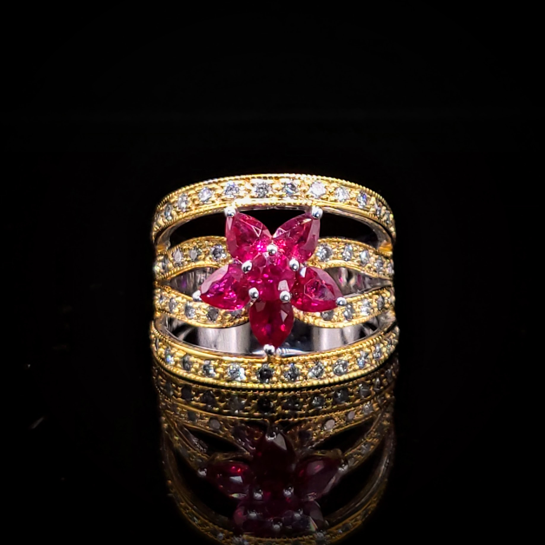 18K Gold 1.23ct Ruby and Diamond Ring