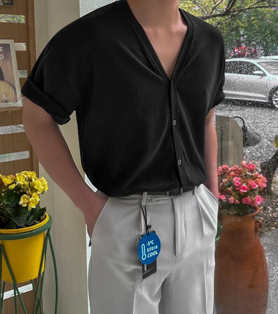 淨色開胸短袖外套 Not-042S