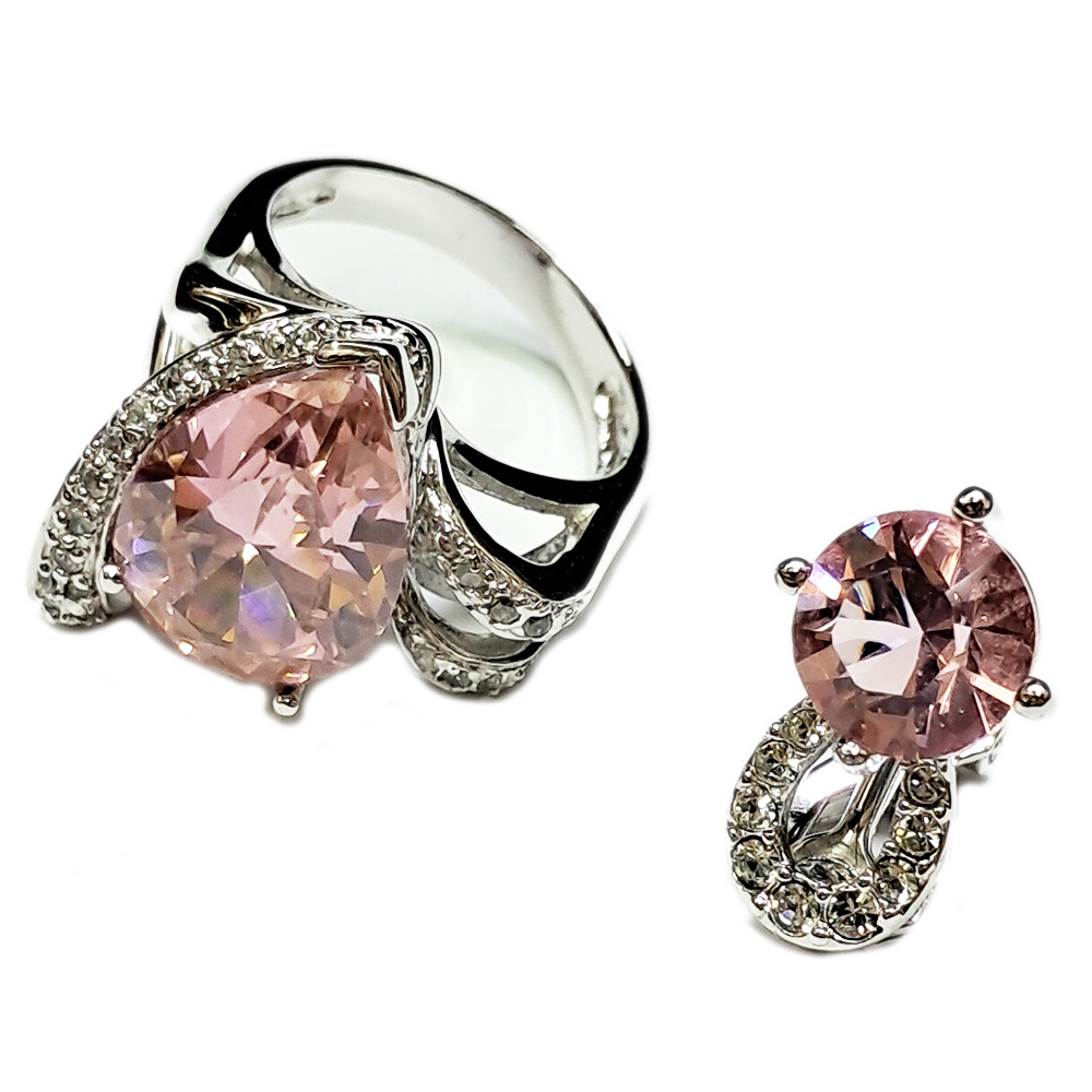 粉鑽戒指耳環套組【十方】154770