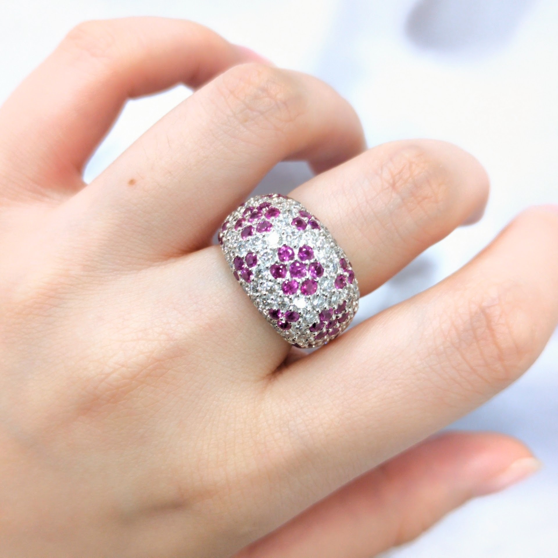 18K White Gold 1.00ct Ruby and Diamond Ring