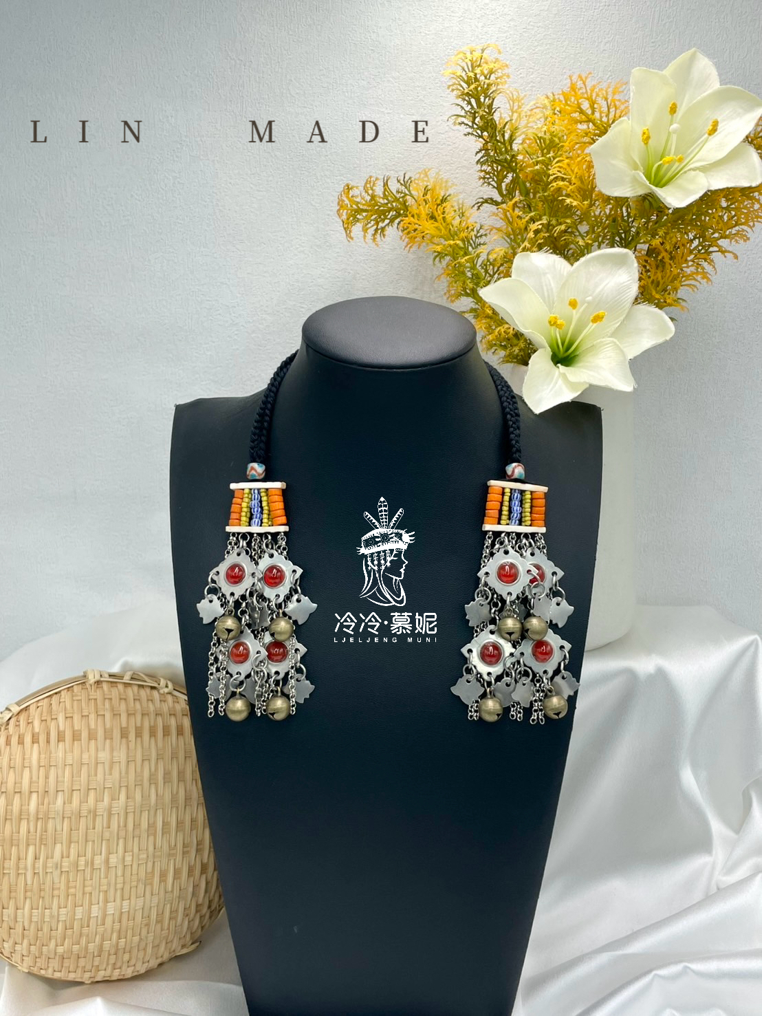 L-No.69傳統花珠少女耳掛10cm