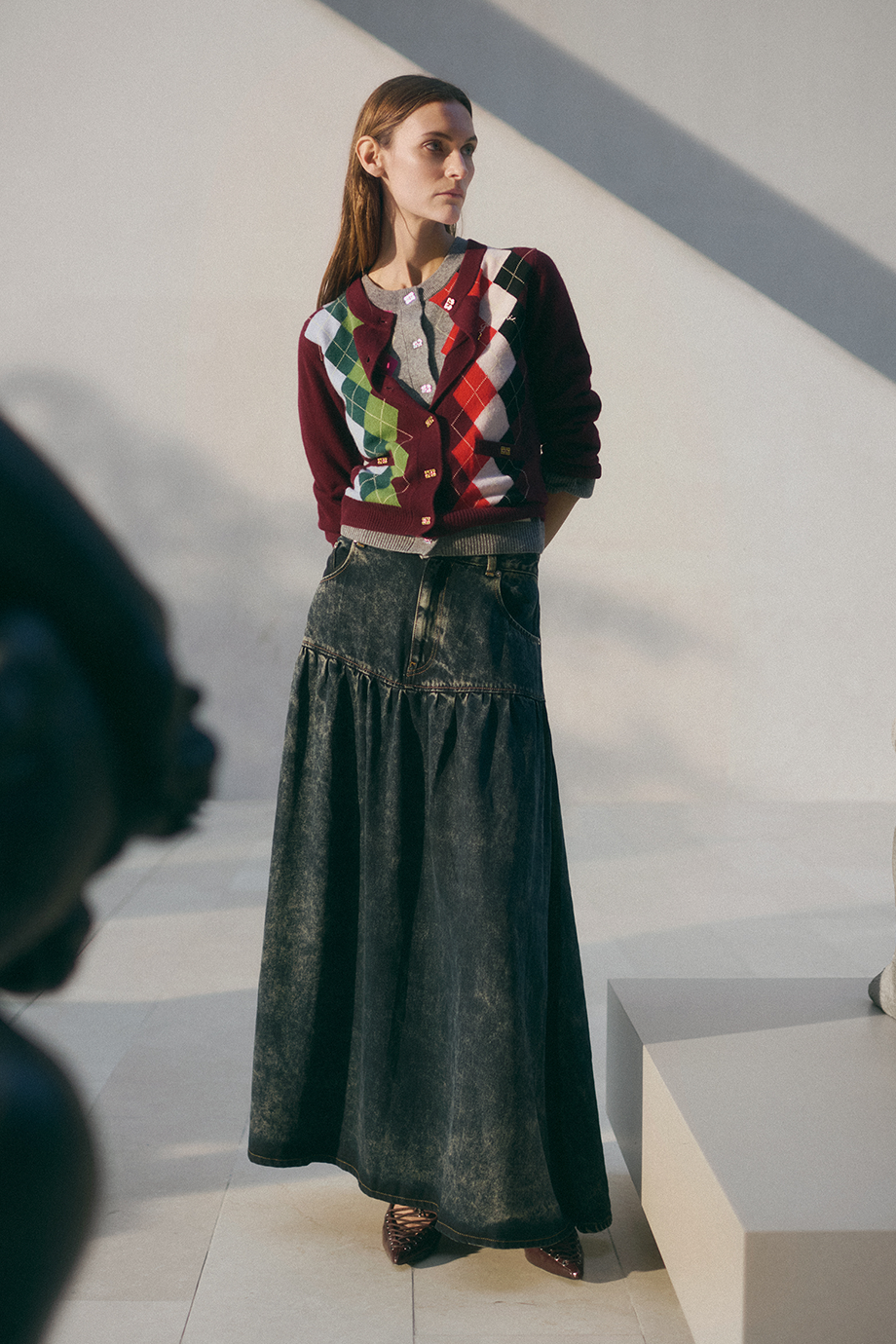 GANNI｜DENIM 套染拼接牛仔長裙