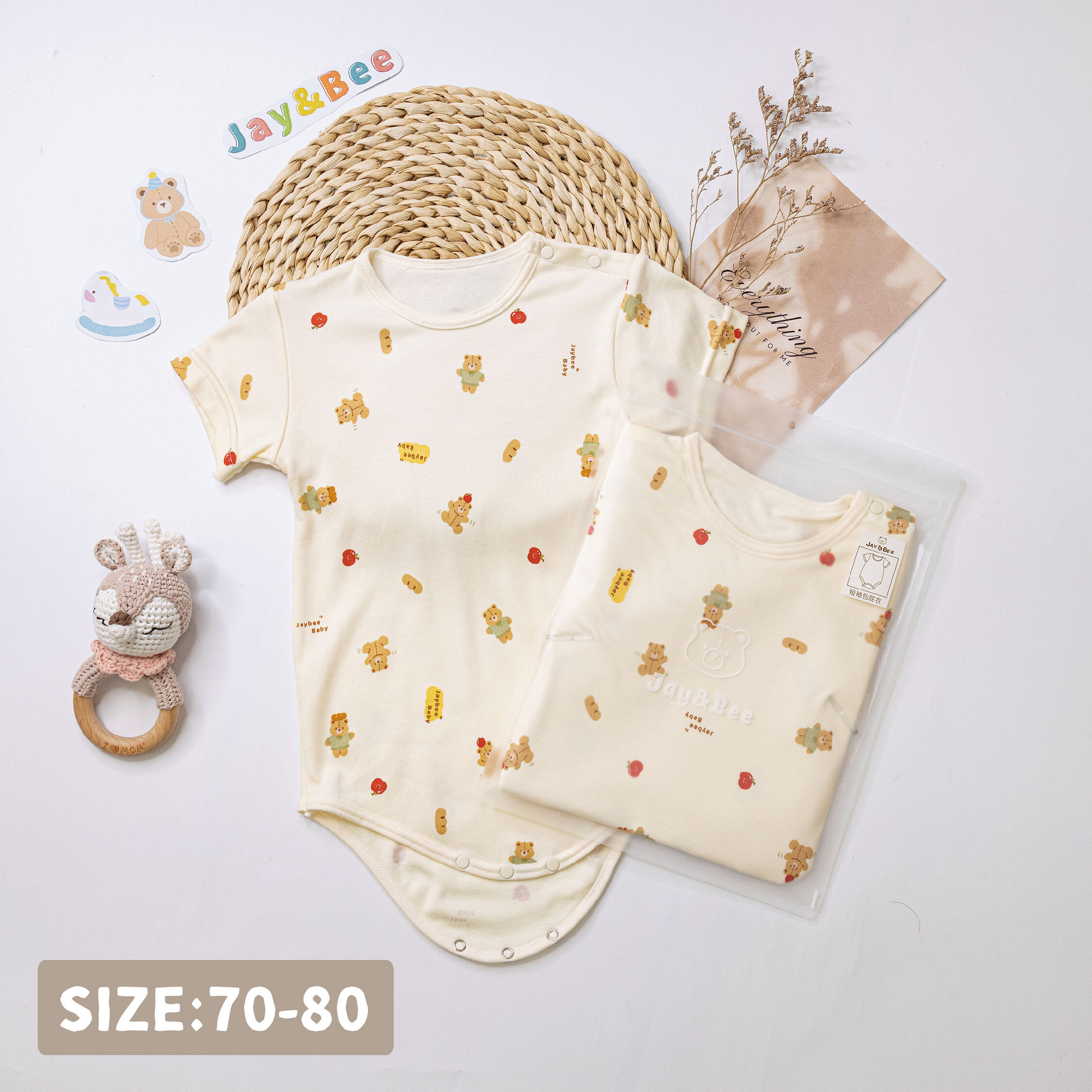 【JB0438】MIT原創蘋安小熊短袖包屁衣