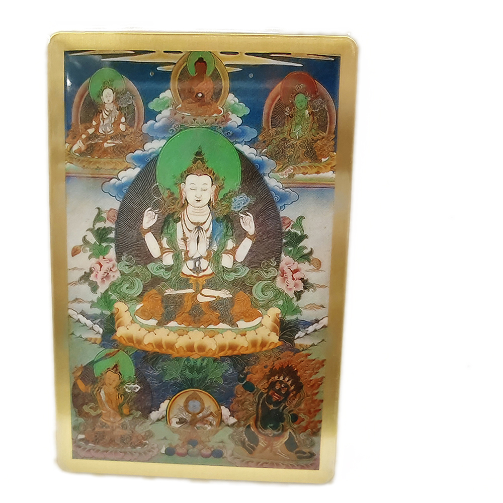 四臂觀音 彩繪{銅片}小卡【十方】117682